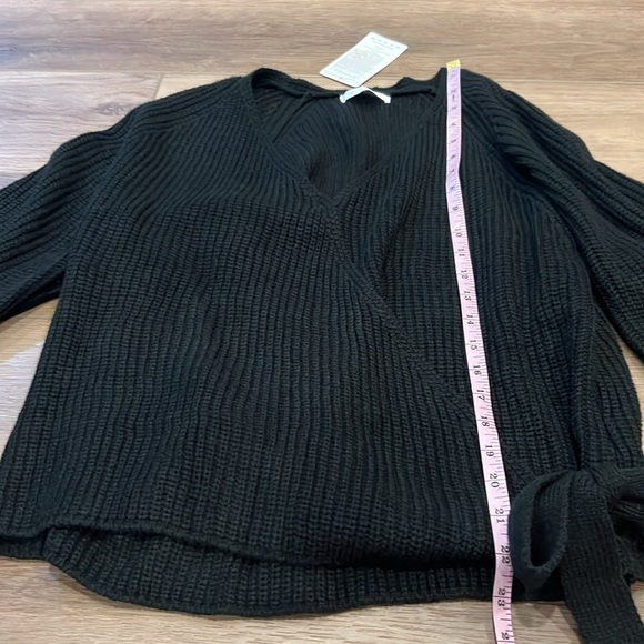 NWT KIRUNDO Wrap Sweater Balloon Sleeves Ribbed Knitted Pullover Tie Front Top - Picture 7 of 13